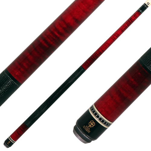 McDermott H651 H-Series Pool Cue - Burgundy Stained Curly Maple with Embossed Lizard LeatherWrap 1