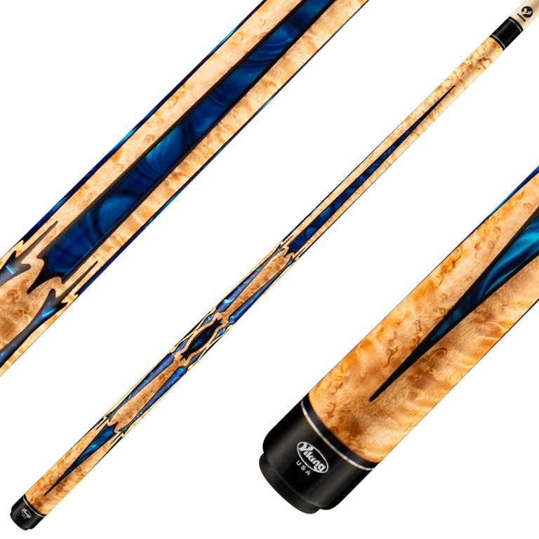 Viking MT0704 Motore Series Khaki-Stained Maple with Blue Pearl Inlays Play Cue