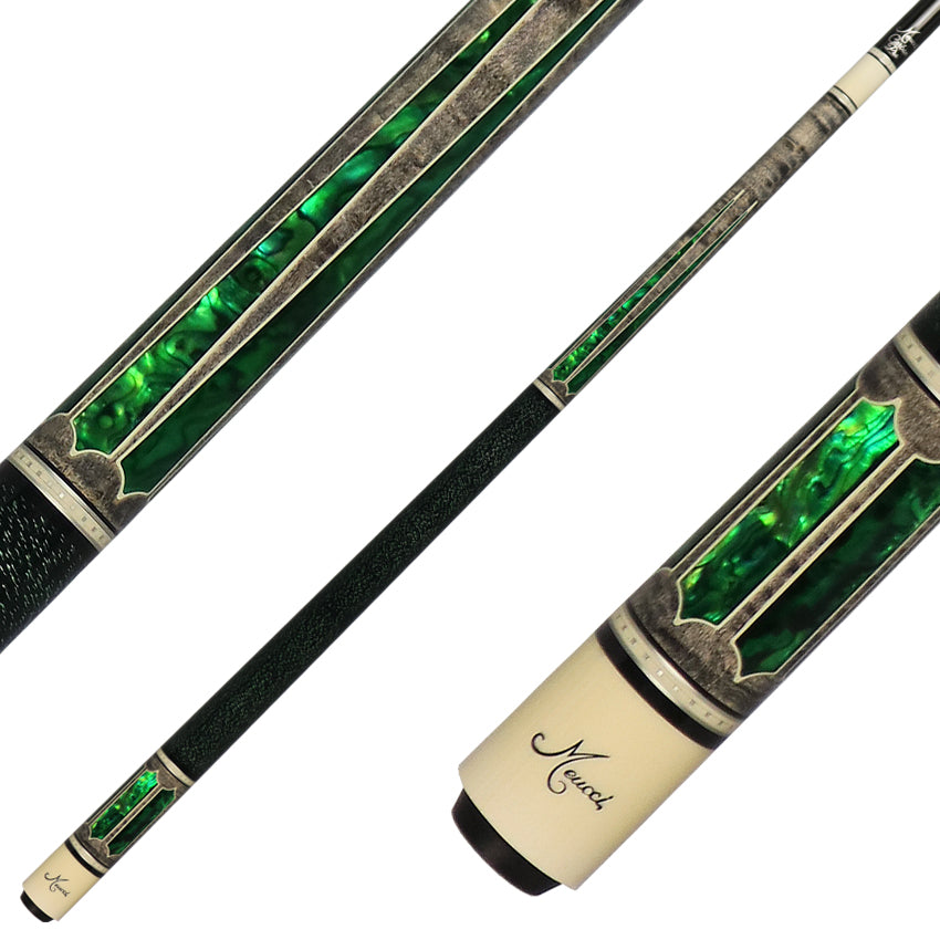 Meucci Century Series 2020GYGRBKGRC Pool Cue - Gray - Green Pearl - Black/Green Wrap with Carbon Shaft