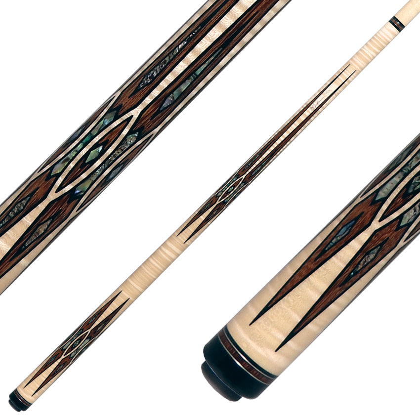 Pechauer Limited Edition Birdseye Maple with Brownheart Points and Abalone Inlays Pool Cue - PL37