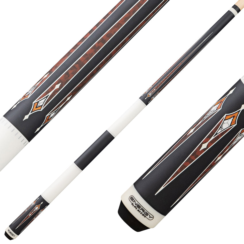 Players Energy Series Matte Black with White and Thuya Burl Graphic No Wrap Pool Cue