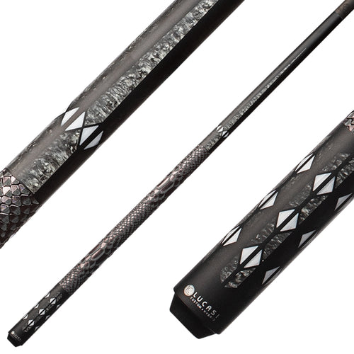Lucasi Pinnacle LP40 Pool Cue with Carbon Fiber Tech Shaft Cue Matte Black/Imitation Bone 1