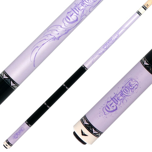 Cueroc CR-D04 Goth 2 No Wrap Pool Cue - Purple with Silver Graphic 1