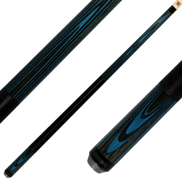 KODA Sky Blue and Gray Laminate Pool Cue with Linen Wrap