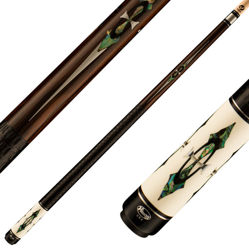 Viking DF0800 Defender Series Rosewood Forearm with 56 Genuine Abalone/Black /Mirror Inlays Pool Cue 1