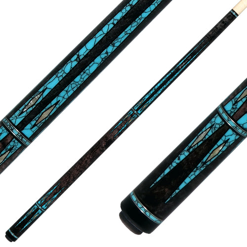 Pechauer Limited Edition Carbon Stained Maple with Turquoise Points and Abalone Inlays Pool Cue - PL36 1