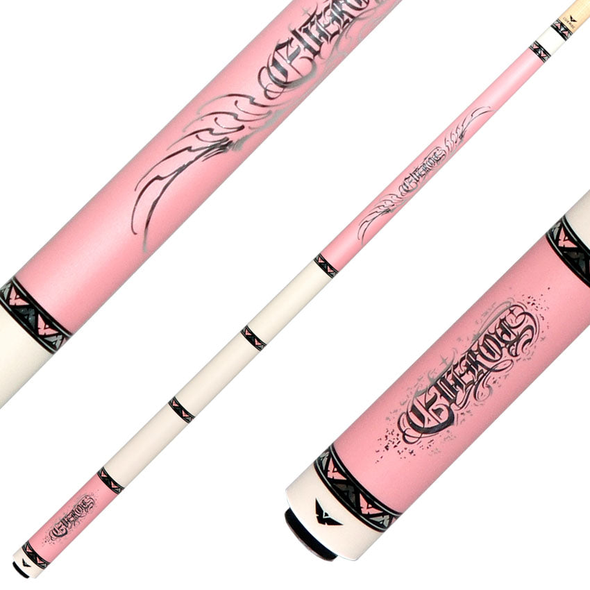 Cueroc CR-D05 Goth 1 No Wrap Pool Cue - Pink with Silver Graphic