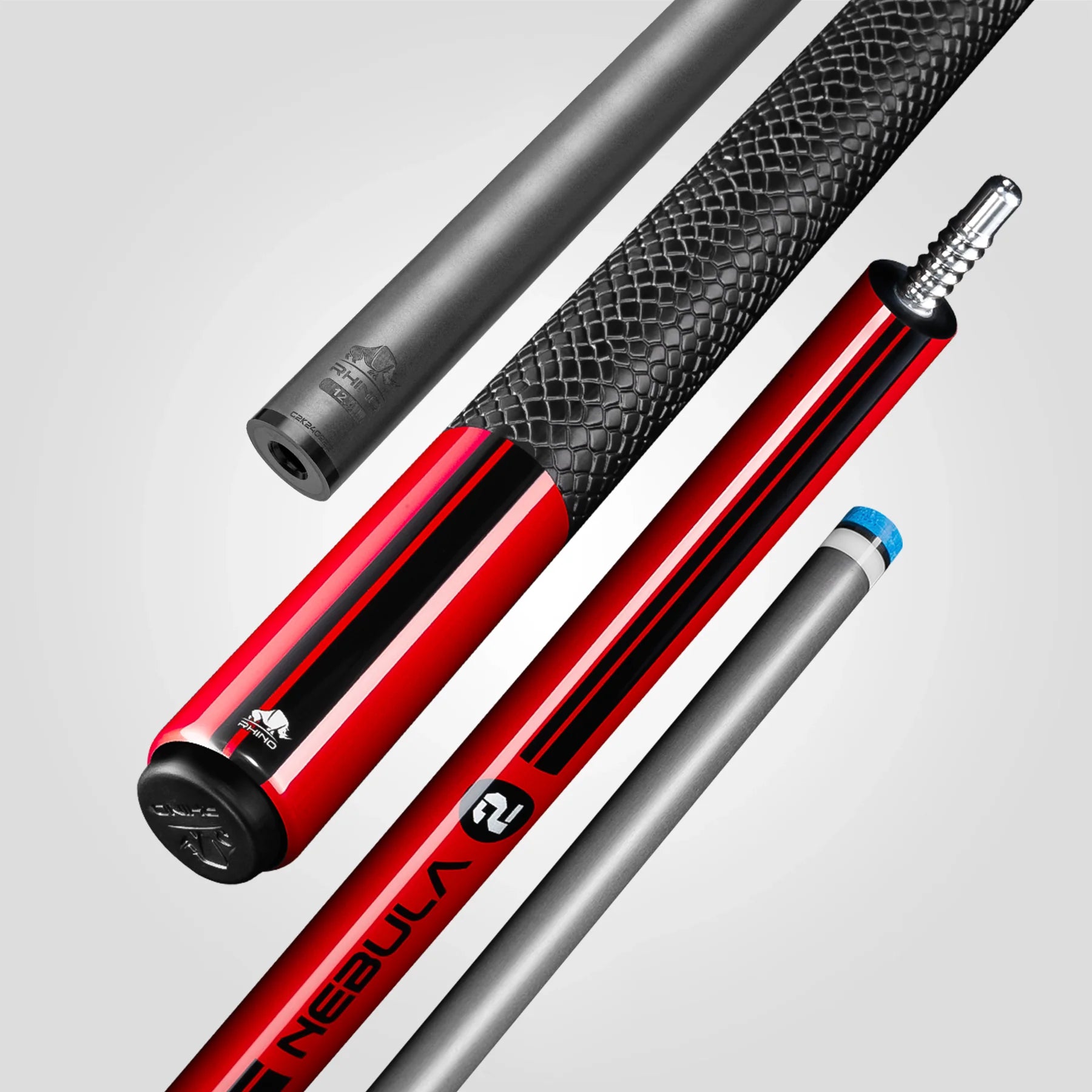 Rhino RCNEB2SWRD Nebula 2 Pool Cue with Sport Wrap - Crimson Red