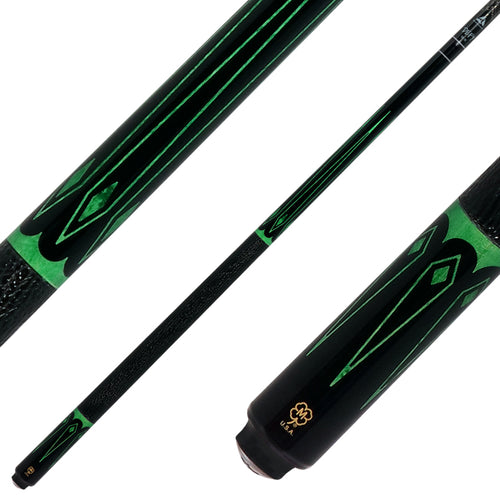 McDermott Select Series Black Urethane with Green-Stained Maple Points Pool Cue and Defy Carbon Fiber Shaft 1