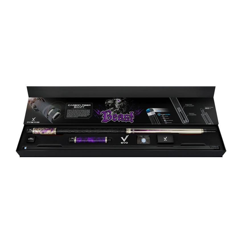 EVO Beast Amethyst Lion Leather Wrap Pool Cue Maxbing Edition
