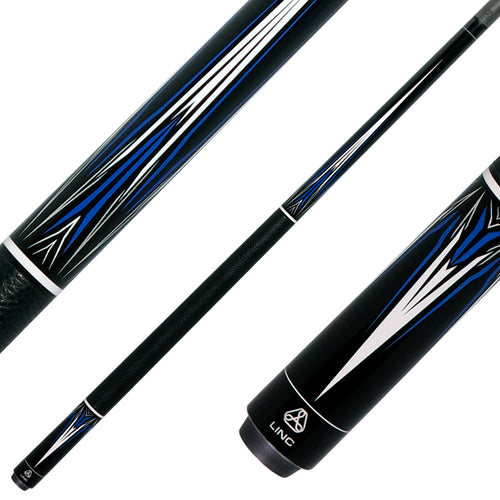 Linc LC102 Black with Blue / Silver / White Graphic Cue & Carbon Fiber Shaft 1