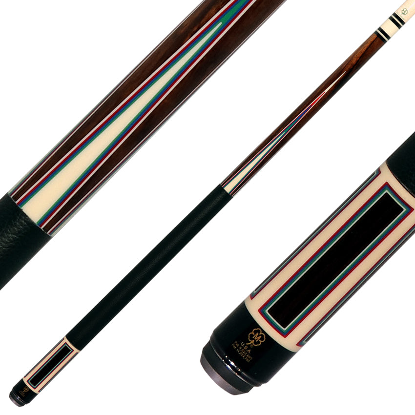 McDermott H1454 H-Series Pool Cue - Rosewood Forearm with Bone Urethane Points and Textured Leather Wrap