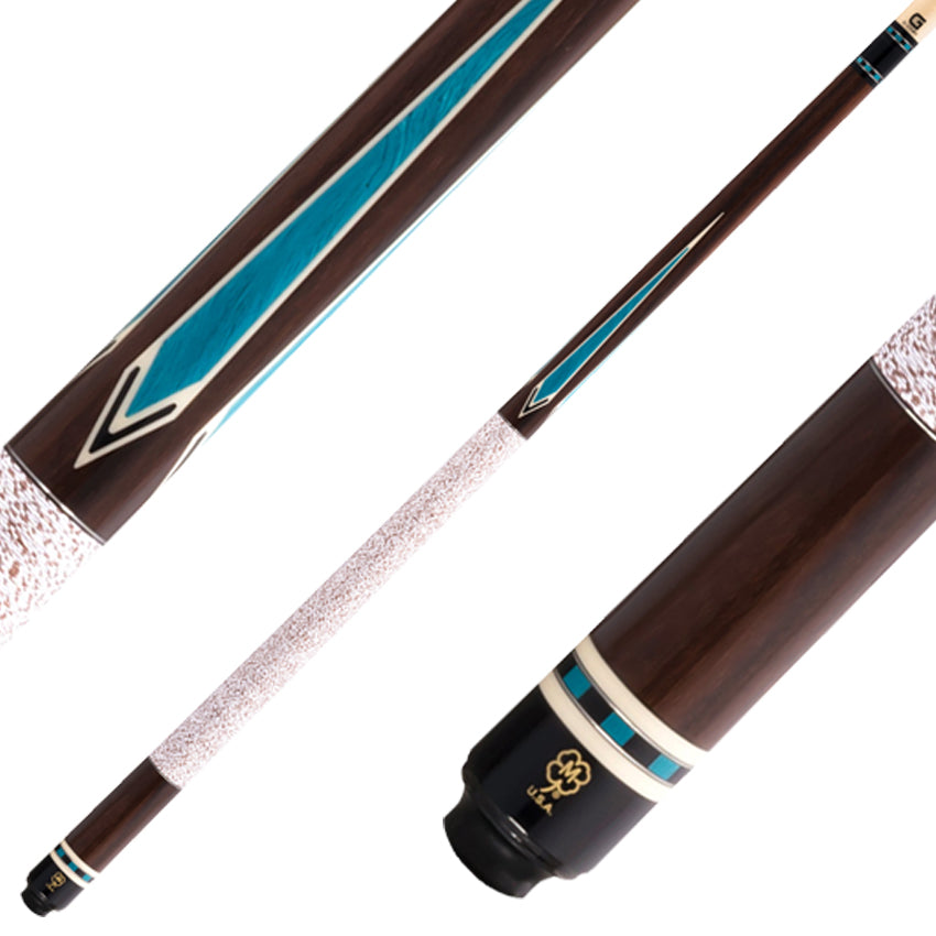 McDermott G426 G Series Pool Cue - Rosewood with Turquoise Juma Gem Points and Irish Linen Wrap