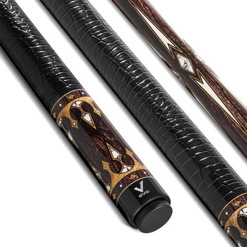 EVO Crown Ancient Oak Leather Wrap Pool Cue 1