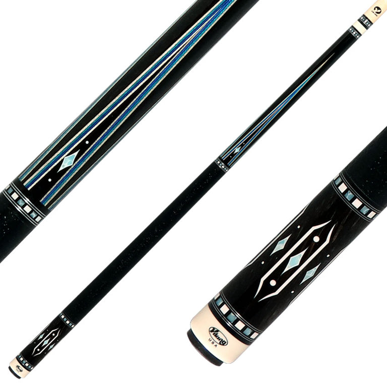 Ariel Carmeli by Viking Diamond Series Blue Diamond Pool Cue with Vikore Shaft - Black Crocodile Wrap