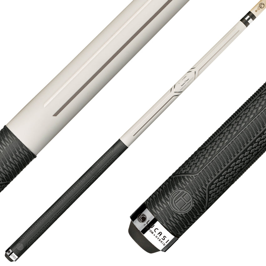 Lucasi Hybrid LHC13 Pool Cue - Matte White with Sport G5 Grip Wrap