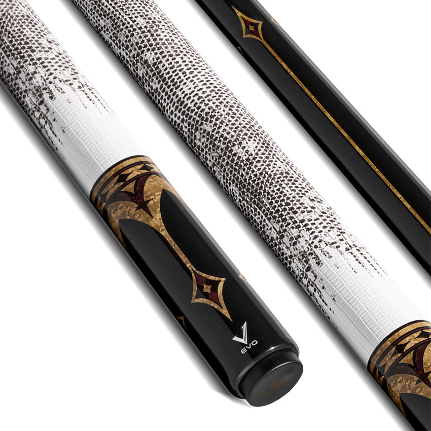 EVO Crown Royal Black Pool Cue with White Lizard Wrap