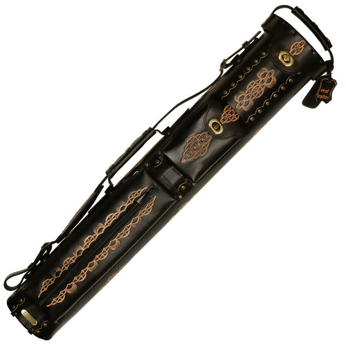 Instroke Saddle D03 Black Hand Tooled 3x7 Pool Cue Case - 37D03BKH 1