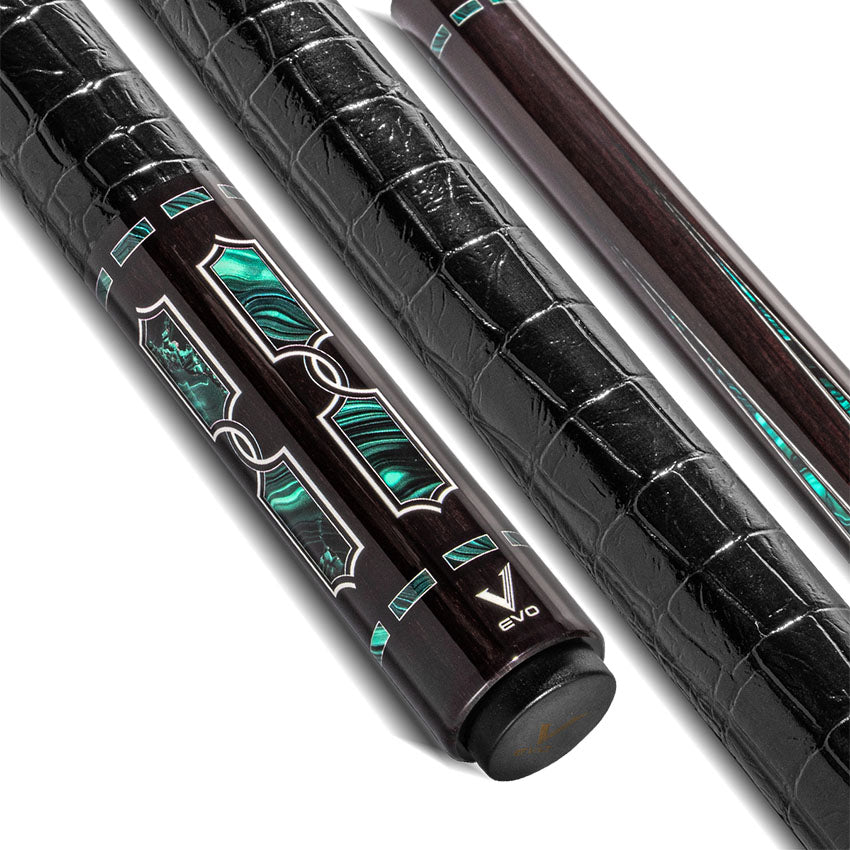EVO Luna Malachite Eclipse Leather Wrap Pool Cue