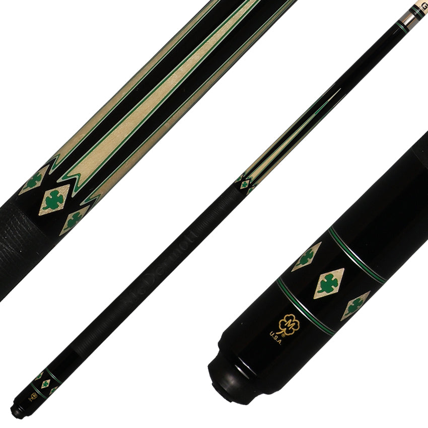 McDermott G610 G Series Pool Cue - Black Urethane with 6 Maple Points with McDermott Embossed Leather Wrap