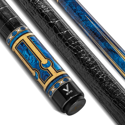 EVO Luna Sapphire Gate Leather Wrap Pool Cue 1