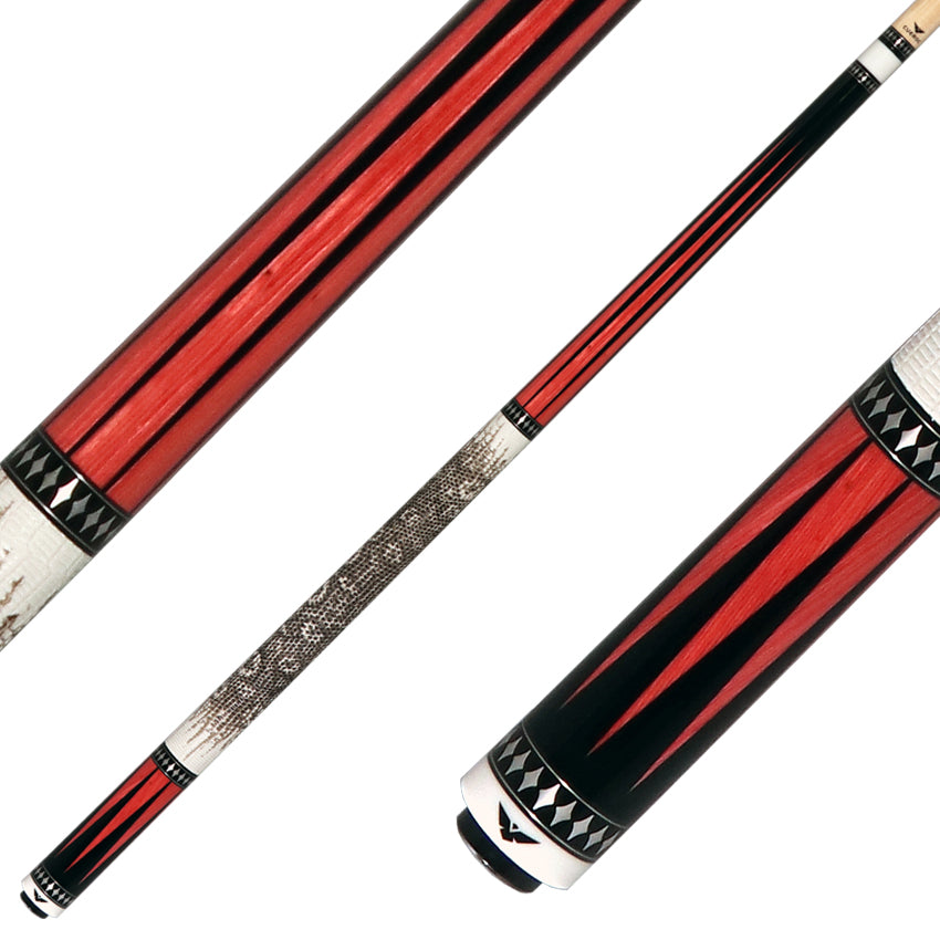 Cueroc Pterosaur 2 Ebony Dymondwood with Pink Dymondwood Points Pool Cue with Ring-Tailed Lizard Wrap