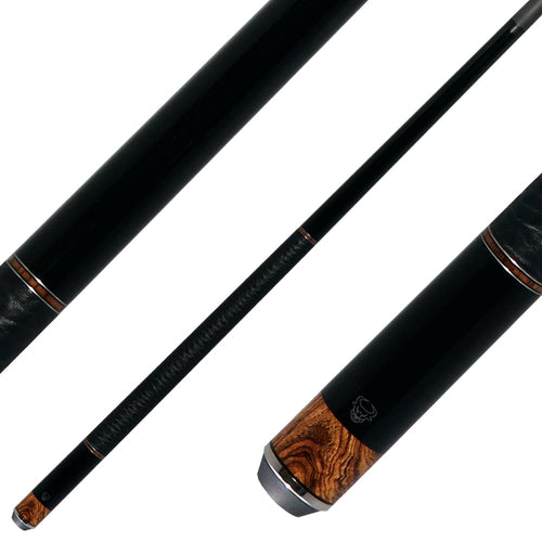 Bull Carbon Black with Bocote Inlays Play Cue with Textured Leather Wrap 1