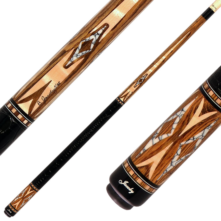 Jacoby HBV2 Series Pool Cue - Bocote Forearm with Curly Maple and White Buffalo Inlays Points