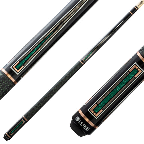 Lucasi Custom LCAD01 Art Deco Series Pool Cue - Rose Gold & Malachite 1