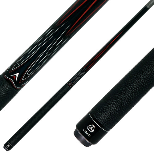 Linc LC103 Black with Red / Gray Graphic Cue & Carbon Fiber Shaft 1