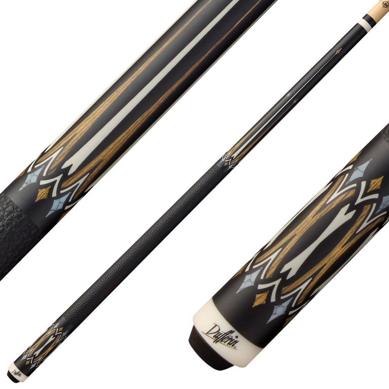 Dufferin D504 Pool Cue with Embossed Leather Wrap - Midnight Bocote Cross