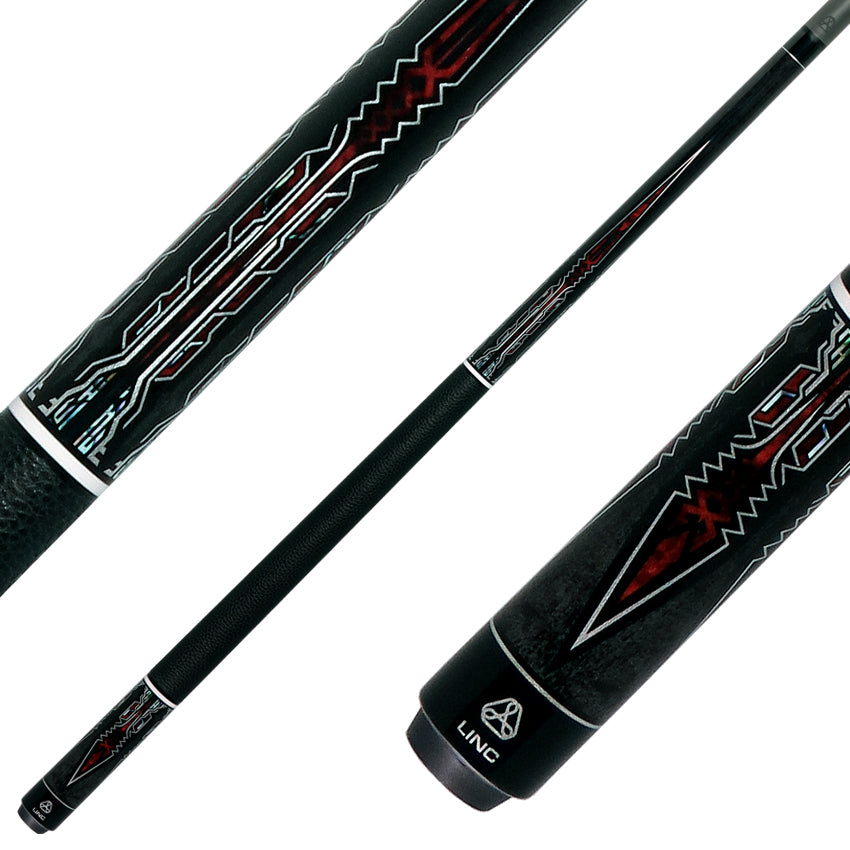 Linc LC101 Dark Gray-Stained Maple with Red / Silver Points Graphic Cue & Carbon Fiber Shaft