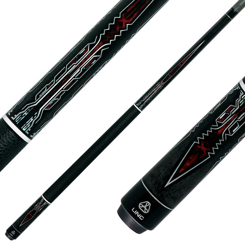 Linc LC101 Dark Gray-Stained Maple with Red / Silver Points Graphic Cue & Carbon Fiber Shaft 1