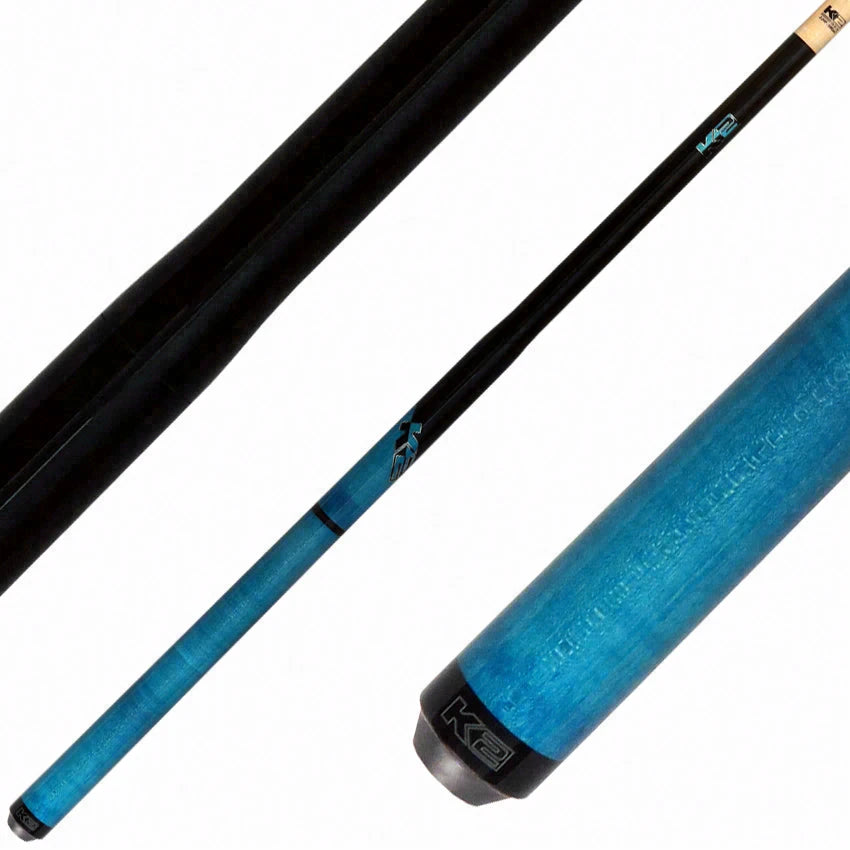 K2 Black and Blue Curly Maple 6 in 1 No Wrap Break/Jump Pool Cue