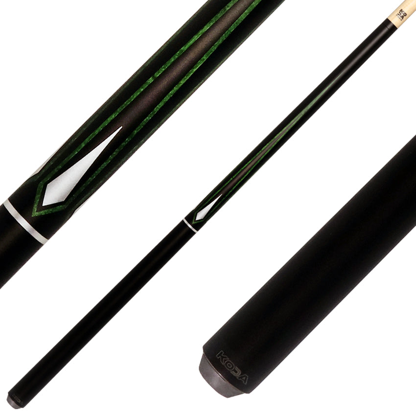 KODA Matte Black with Green and Silver Graphic Pool Cue - KD47GN