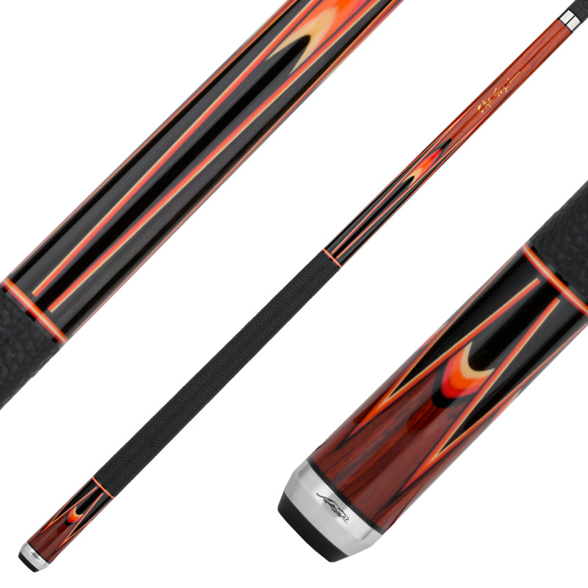 Predator Sang Lee 2-4 Cocobolo with Black / Red / Orange / Maple / Ebony Butterfly Points Limited Edition Pool Cue - Radial with Luxe Leather Wrap