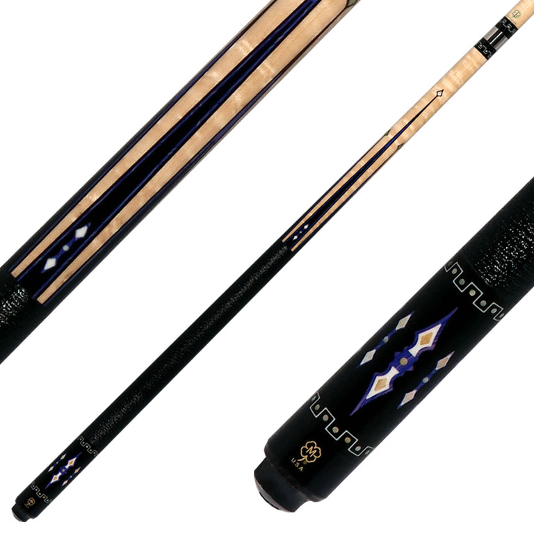 McDermott MCD50H 50th Anniversary Series Pool Cue - Birdseye Maple and Blue River Agate Points with i-2 Shaft and Commemorative 1x1 Case