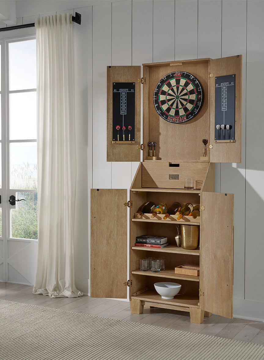 American Heritage Port Royal Standup Dartboard Cabinet - White Oak