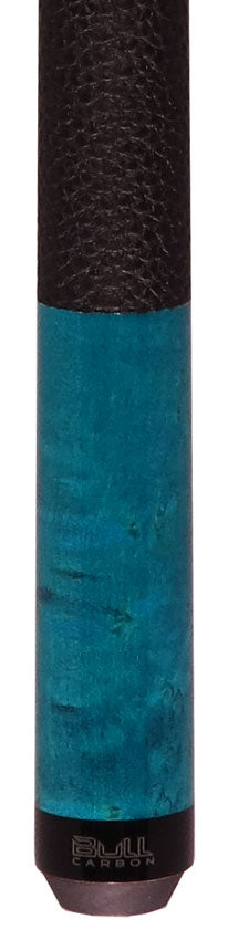 Bull Carbon BCC14C1 Play Cue - Blue Washed Birdseye Maple with Textured Leather Wrap 2