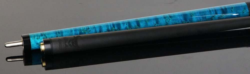 Bull Carbon BCC14C1 Play Cue - Blue Washed Birdseye Maple with Textured Leather Wrap