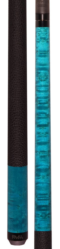 Bull Carbon BCC14C1 Play Cue - Blue Washed Birdseye Maple with Textured Leather Wrap