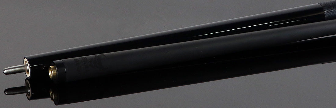 Bull Carbon Black with 2 Iridescent Turquoise Diamond Inlays Play Cue with Black Linen Wrap