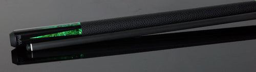 Bull Carbon Black with 6 Green Mother-of-Pearl Points Play Cue with Textured Leather Wrap 3