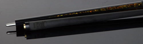 Bull Carbon Black with 6 Yellow Abalone Points Play Cue with Textured Leather Wrap 4