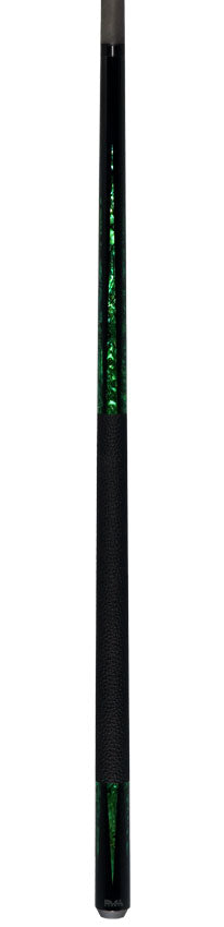 Bull Carbon Black with 6 Green Mother-of-Pearl Points Play Cue with Textured Leather Wrap 6