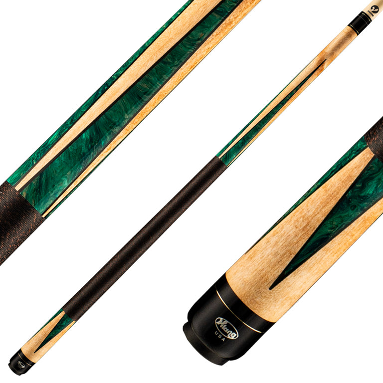 Viking Bedlam Series Cue - Khaki Stain and Green Commando Pearl - BE0304
