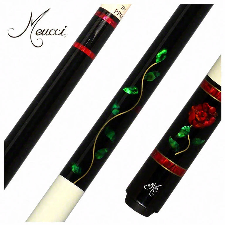Meucci BMC Glass Rose Pool Cue with Pro Shaft - BMCGRBKPRO