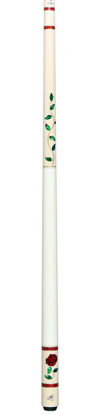 Meucci Designer Series BMCGRWHPRO Pool Cue - White Glass Rose with Pro Shaft