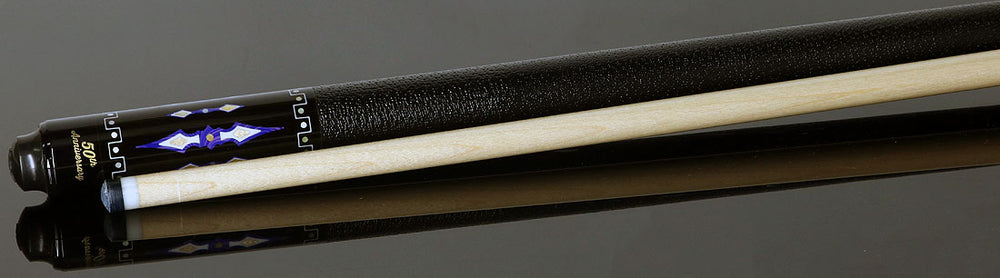 McDermott MCD50H 50th Anniversary Series Pool Cue - Birdseye Maple and Blue River Agate Points with i-2 Shaft and Commemorative 1x1 Case