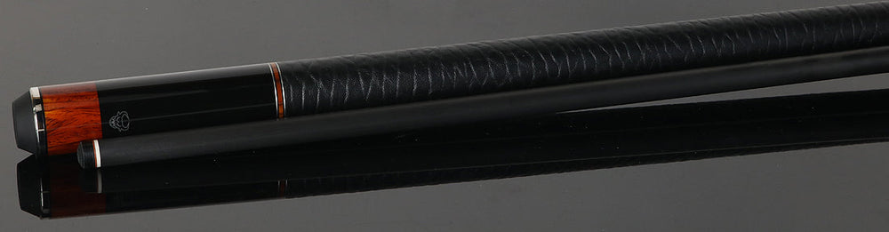 Bull Carbon Black with Cocobolo Inlays Play Cue with Textured Leather Wrap